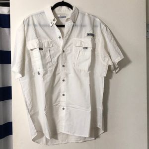 Columbia PFG White Short Sleeve Button Down